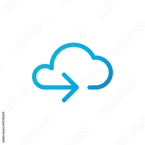 Data cloud icon. Backup, restore. Upload, download. Arrow as a part of cloud. Vector illustration isolated on white background.