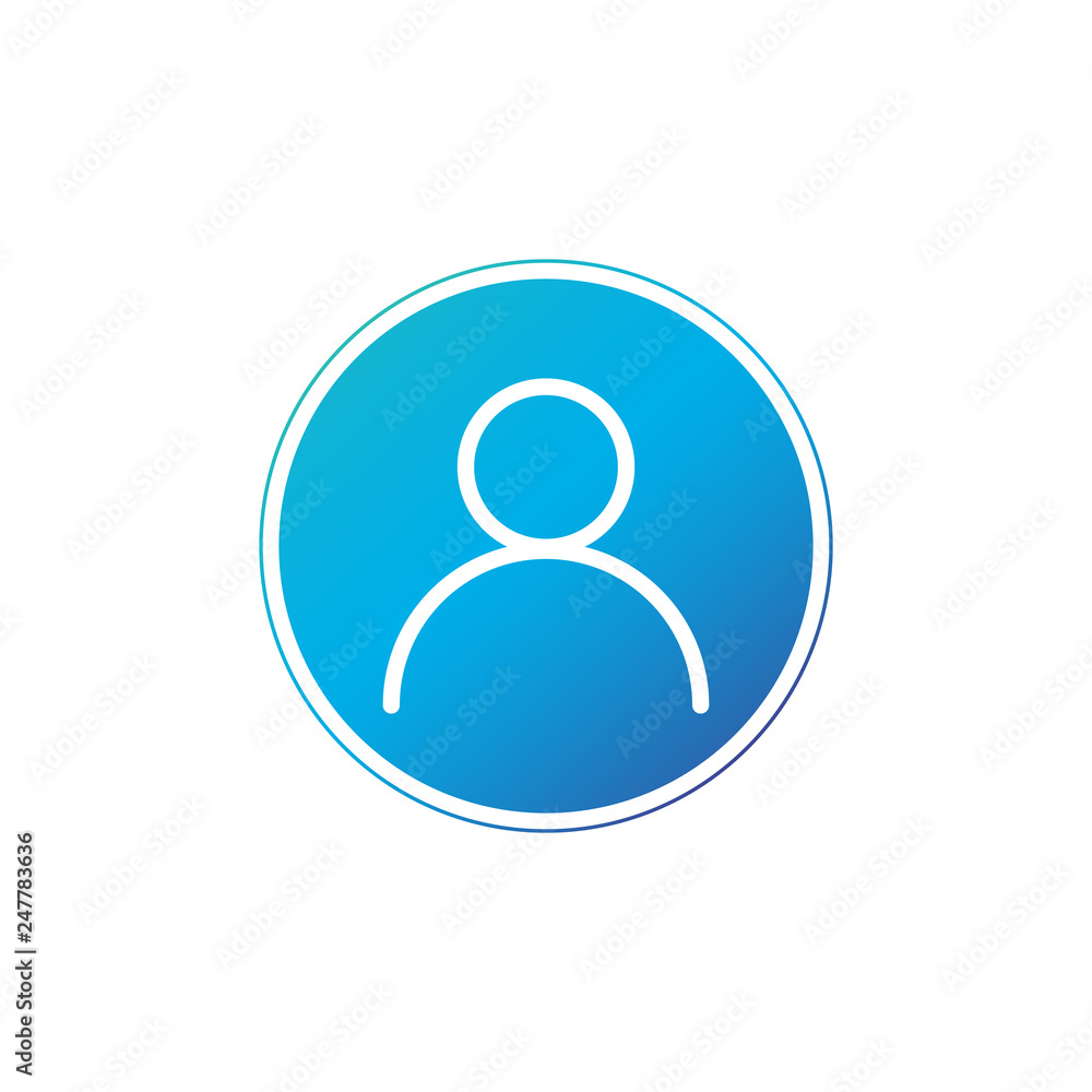 User, linear icon in circle button. Vector Illustration isolated on white background. User, linear icon in circle button. Vector Illustration isolated on white background.