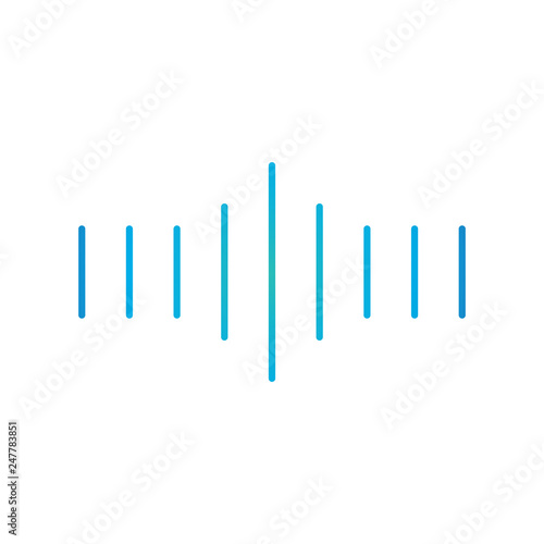 Linear sound or voice floating media wave, soundwave icon. Minimalistic design. Vector illustration isolated on white background.