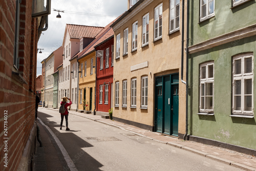 Street in Helsingor with Colorful Houses