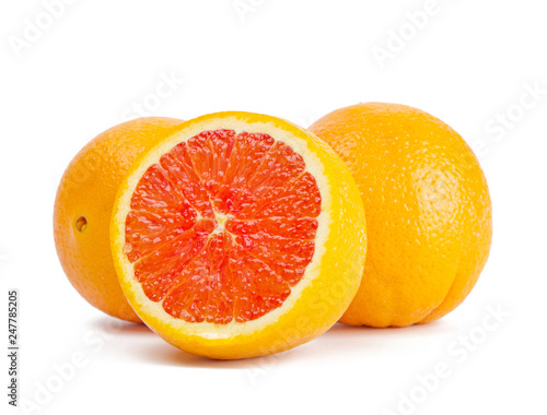 fresh blood orange isolated on white background.