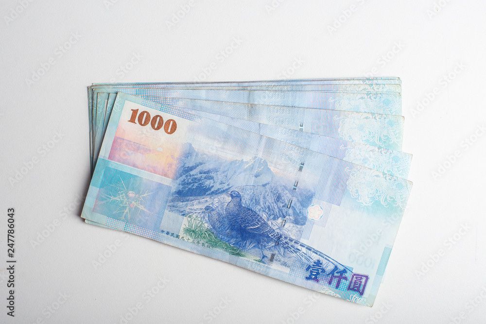 1000 New Taiwan Dollar bill on white background 1000 New Taiwan Dollar bill on white background