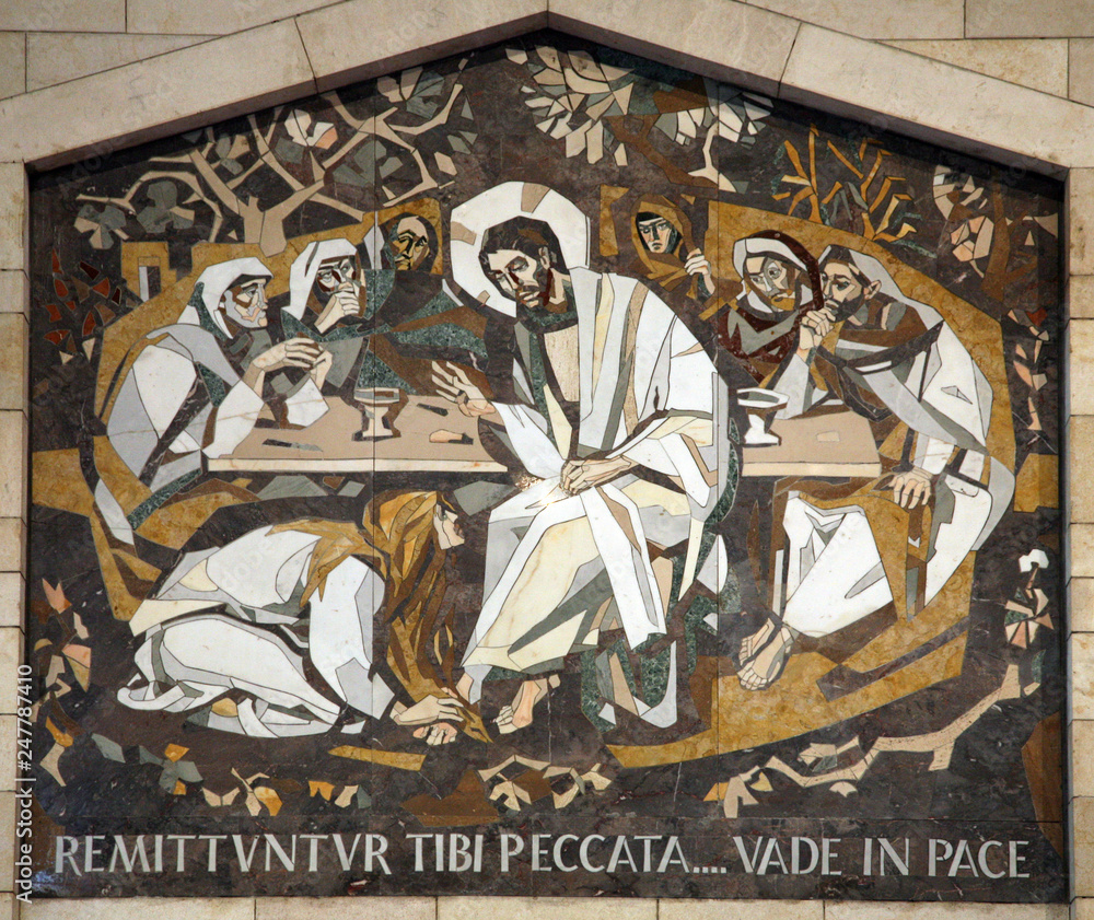 Mary Magdalene washes the feet of Jesus, Basilica of the Annunciation ...
