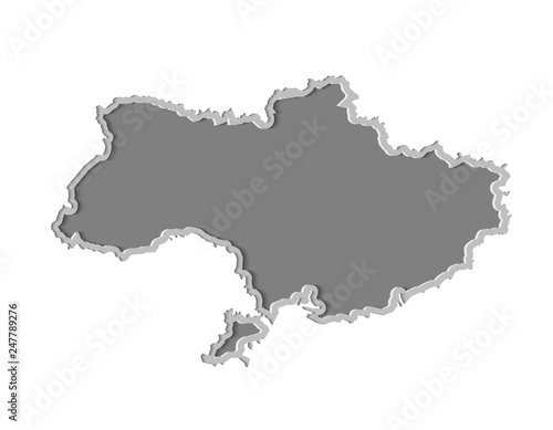 Ukraine map paper cut vector illustration  country isolated on a white background.
