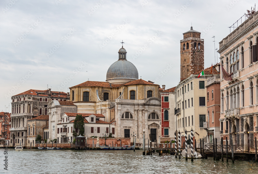 View of the Church of San Geremia from the canal in Venice, Italy