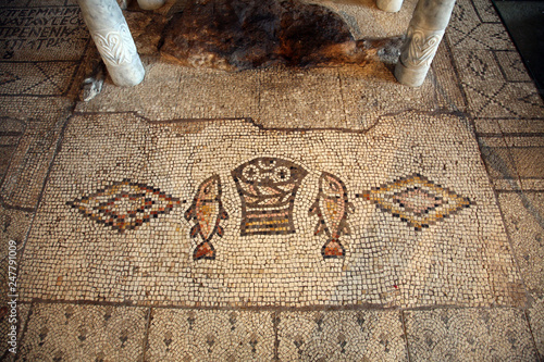 Fototapeta Mosaic, The Church of the Multiplication of the Loaves and the Fishes, Tabgha, I