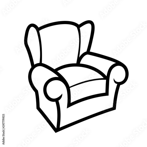 Black line armchair vector illustration isolated on white