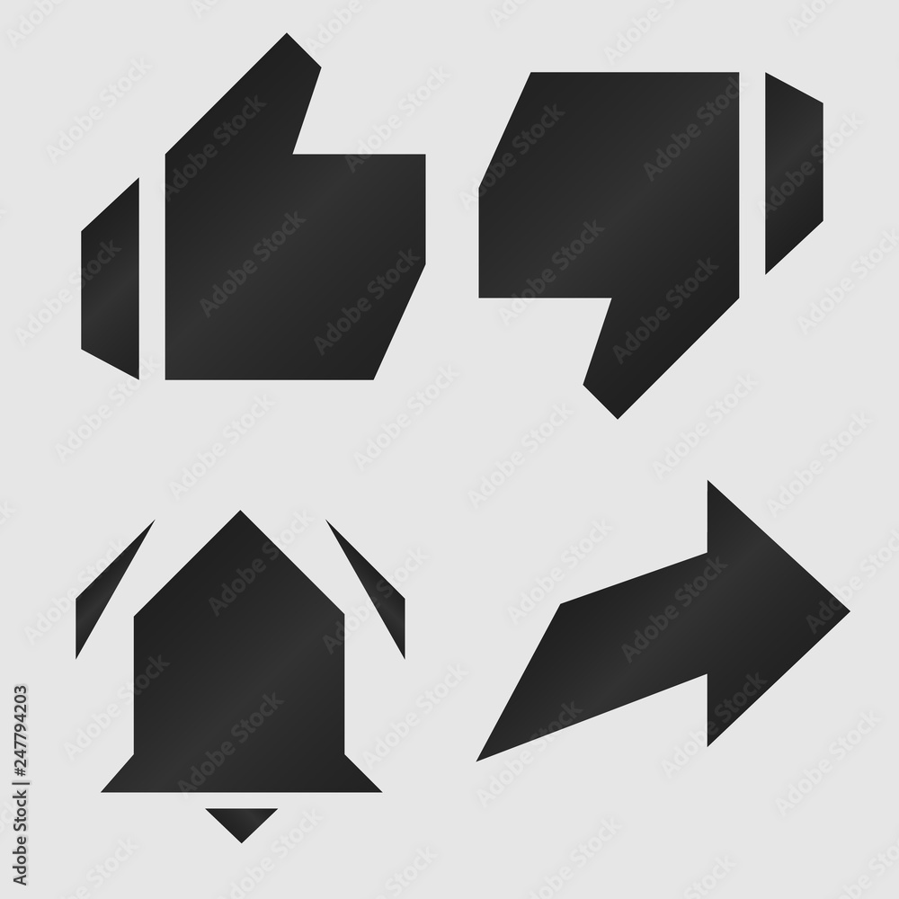 Set of icons for channel in dark style, symbols of social networks in geometric style Set of icons for channel in dark style, symbols of social networks in geometric style