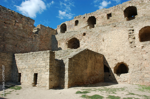 Old wall, arched windows  of the medieval akkerman fortress. Belgorod Dnestrovsky, Odessa region, Ukraine. photo