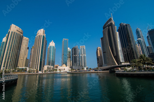 Dubai  United Arab Emirates - October  2018  Skycrapers at Dubai Marina. Dubai marina at sunny day