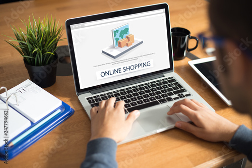 ONLINE SHOPPING CONCEPT ON SCREEN
