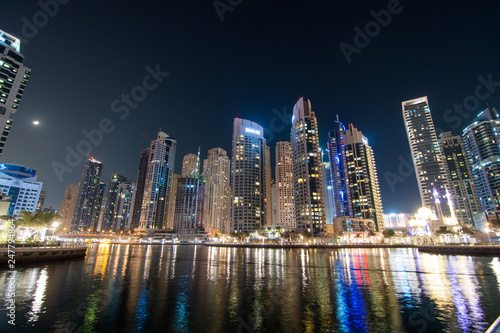Dubai, UAE - April 2013: The skyscrappers around the marina at night © F8  \ Suport Ukraine