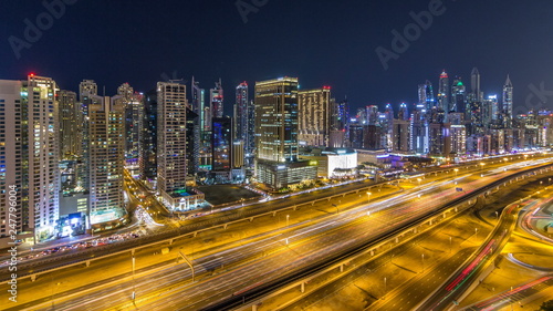 Fantastic rooftop skyline of Dubai marina timelapse.