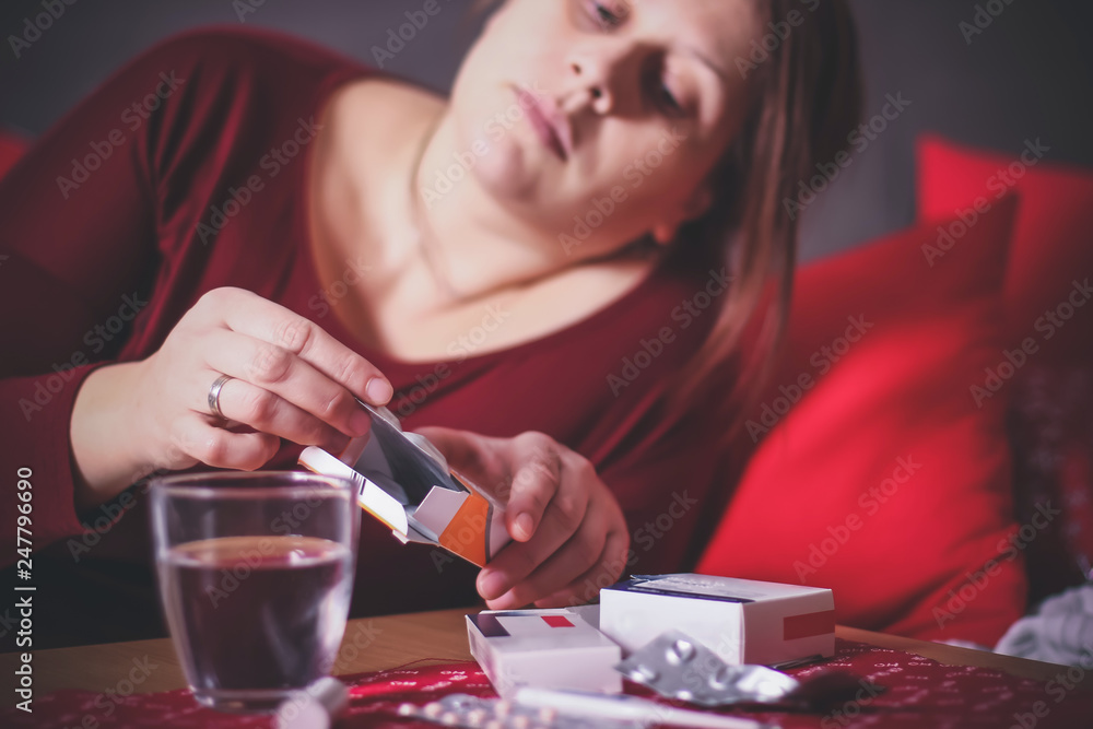 Woman Curing A Flu Woman Curing A Flu