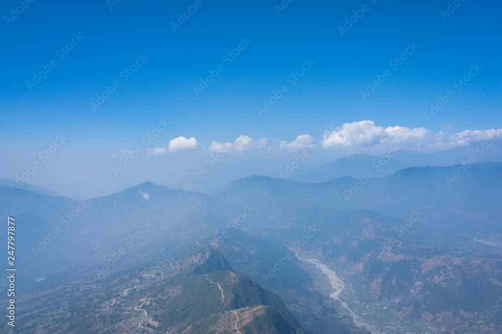 Fototapeta premium Sarankot Pokhara Nepal paragliding