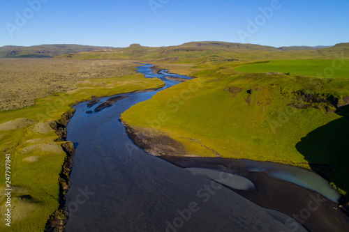 Landscape of Iceland with rivers and beautiful hills photo