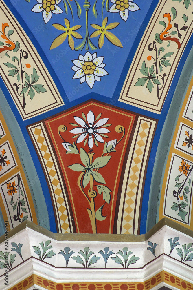 Painted medieval fresco pattern