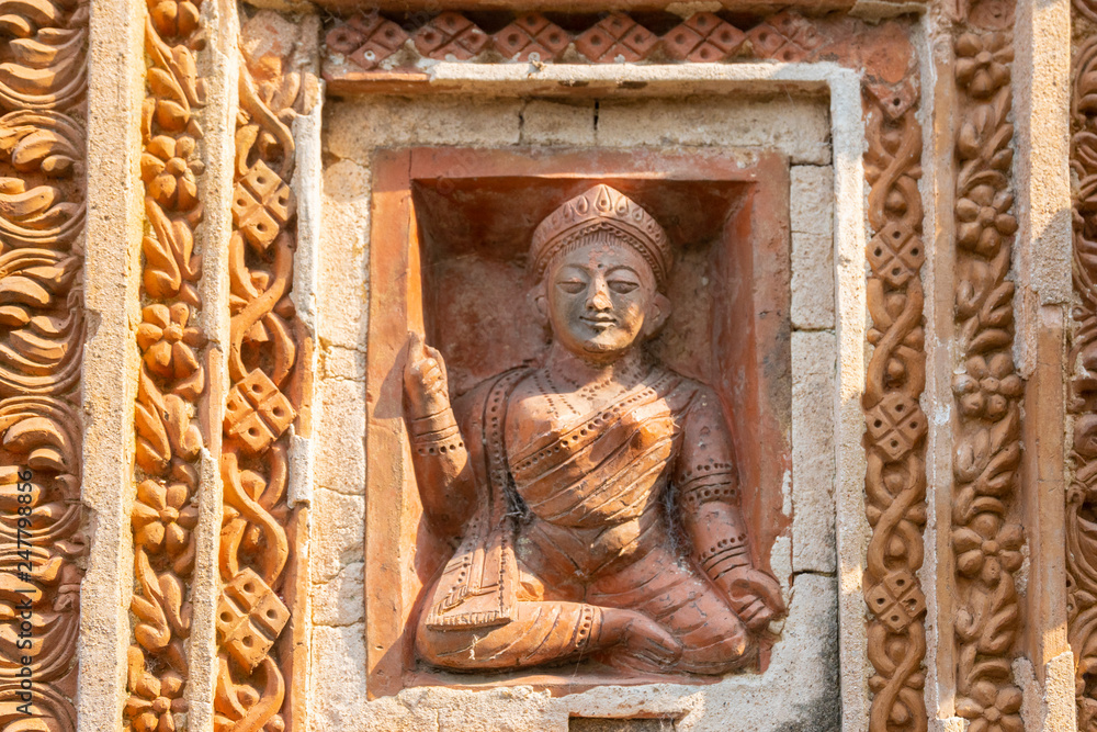 Obraz premium Terracotta decorations at Hindu Temple, India.