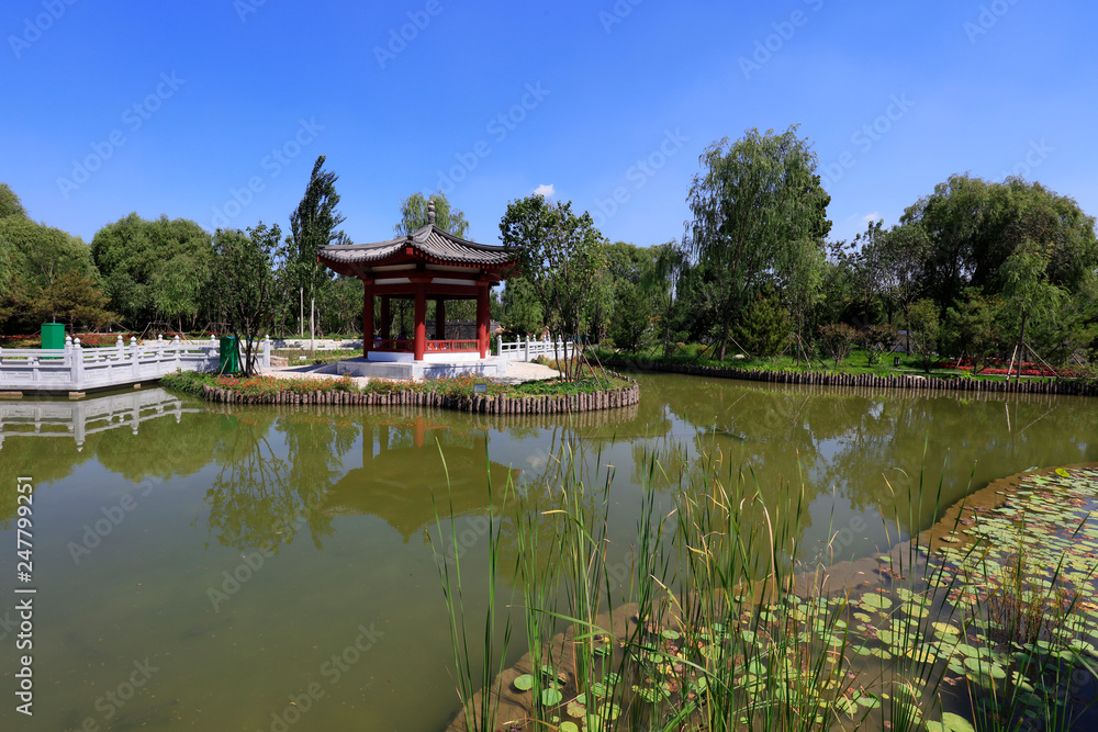 ancient Chinese architecture in a park