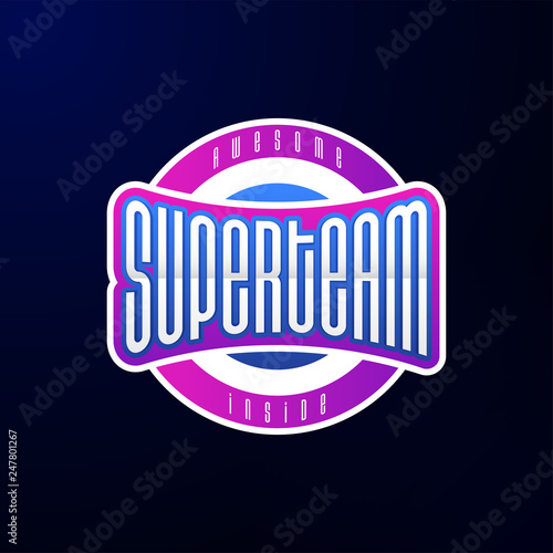 Sport emblem typography. Super team hero logotype sticker for your t-shirt, print, apparel