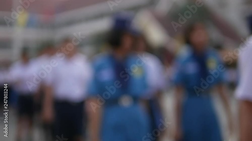 Wallpaper Mural Blur background of high school students are walking to the classroom in the morning after stood in line to show respect for their national anthem, Thailand, southeast Asia.  Torontodigital.ca