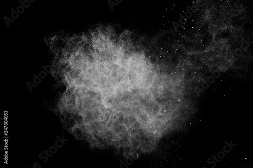 white powder effect splash for makeup artist or graphic design in black background