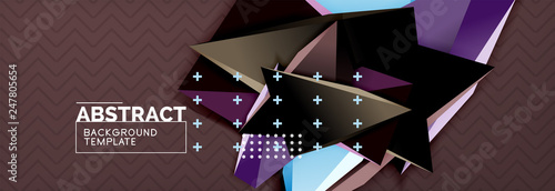 3d triangular shapes geometric background. Origami style pattern with triange shapes for decorative design. Poster design. Line design. Modern presentation template