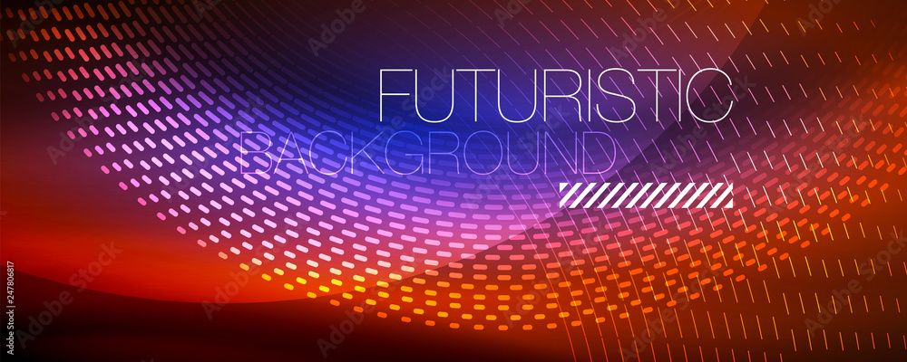 Glowing light particles in dark neon space, magic glow shiny abstract background Glowing light particles in dark neon space, magic glow shiny abstract background