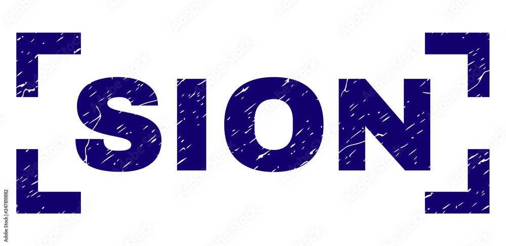 SION text seal print with grunge texture. Text caption is placed between corners. Blue vector rubber print of SION with retro texture. SION text seal print with grunge texture. Text caption is placed between corners. Blue vector rubber print of SION with retro texture.