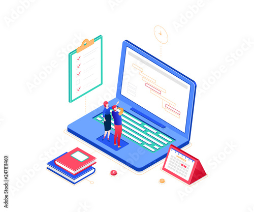 Task management - modern colorful isometric vector illustration