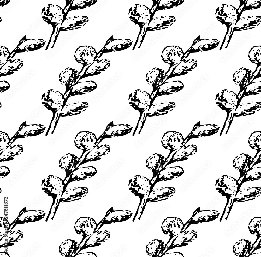 willow seals pattern black vector illustration