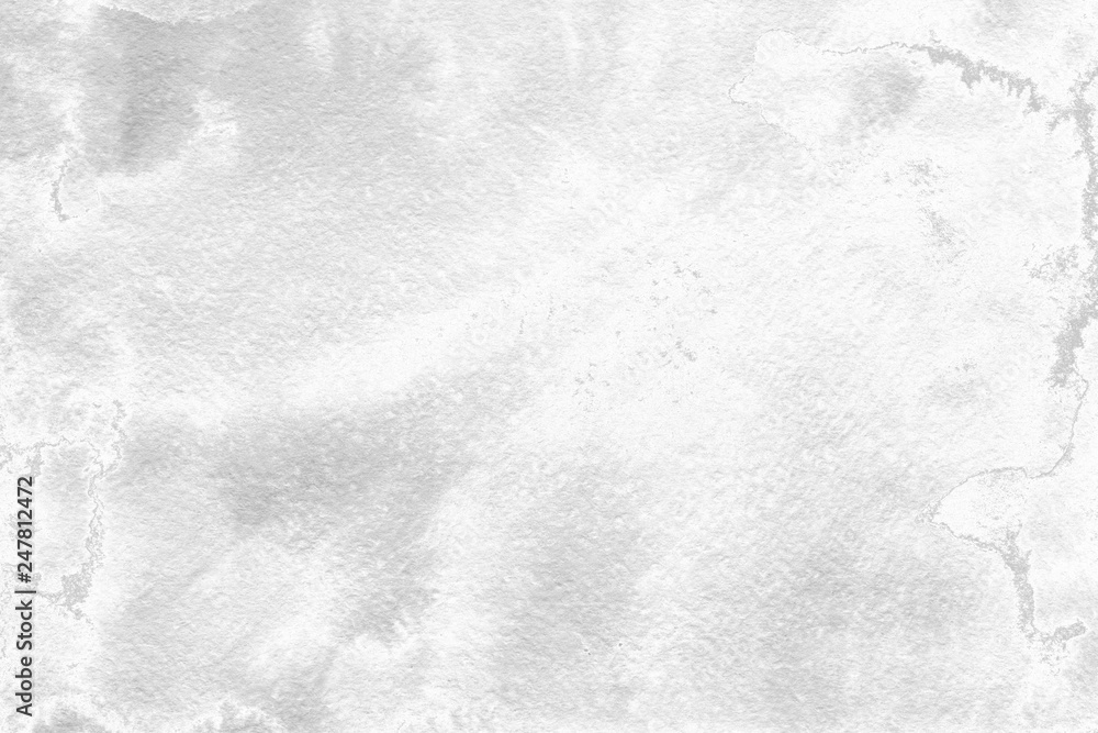 Naklejka premium Silver watercolor and ink paper textures on white background. Chaotic stylish abstract organic design.