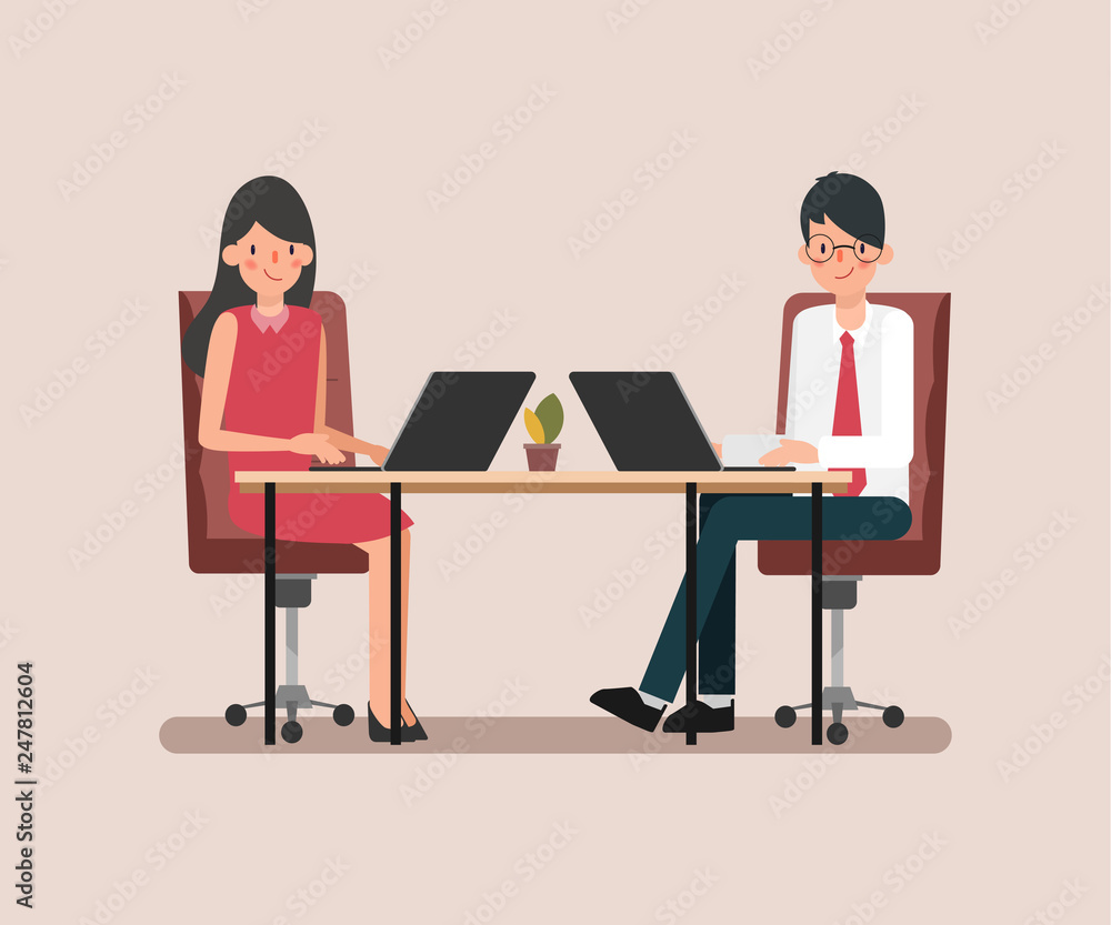 Businessman and businesswoman co working character. Animation scene business people colleague. Animation scene for motion graphic.