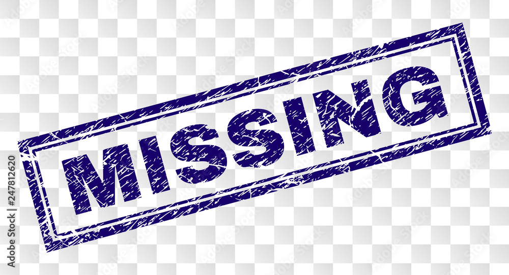 MISSING stamp seal print with rubber print style and double framed