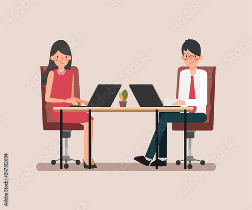 Businessman and businesswoman co working character. Animation scene business people colleague. Animation scene for motion graphic. © Felizlalala