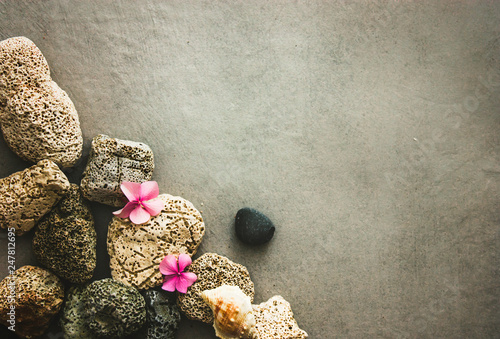 Photography spa with stones and flowers