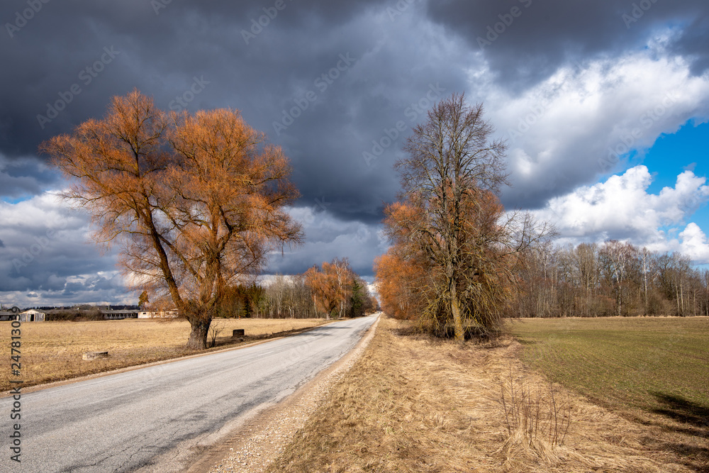 empty asphalt road outside city