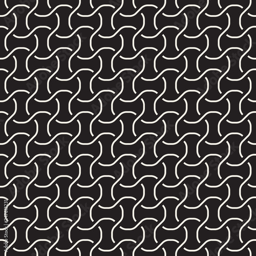 Vector seamless interlacing lines pattern. Simple abstract chain lattice. Repeating geometric tiles with weaved stripes.