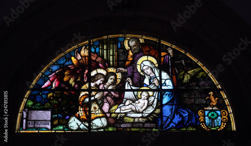 Canvas Print Engagement of Saint Catherine of Alexandria , stained glass window in the Cathol