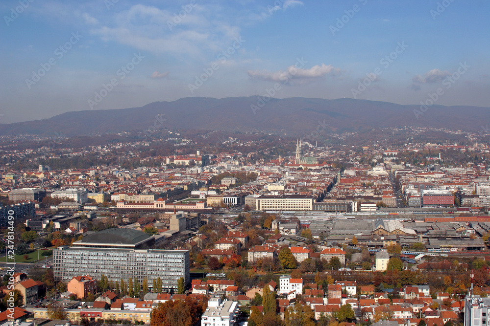 Aerial view of Zagreb, the capital of Croatia 