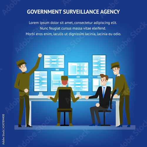 Government Surveillance Agency. Sequrity Room Desk