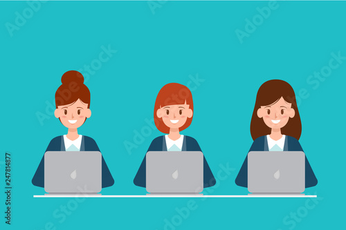 Operator of call center Customer service character.