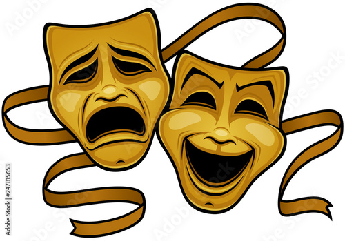 Gold Comedy And Tragedy Theater Masks photo