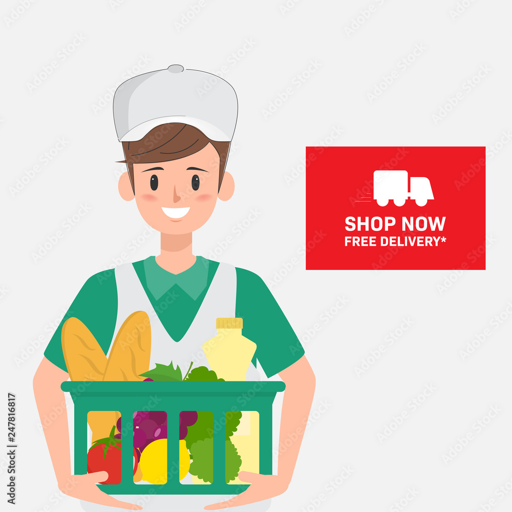 Staff people character to delivered fresh food. Staff people character to delivered fresh food.