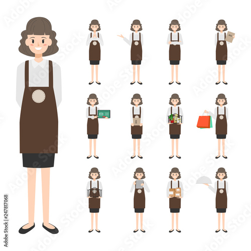 Staff character set with job in store. Service occupation.