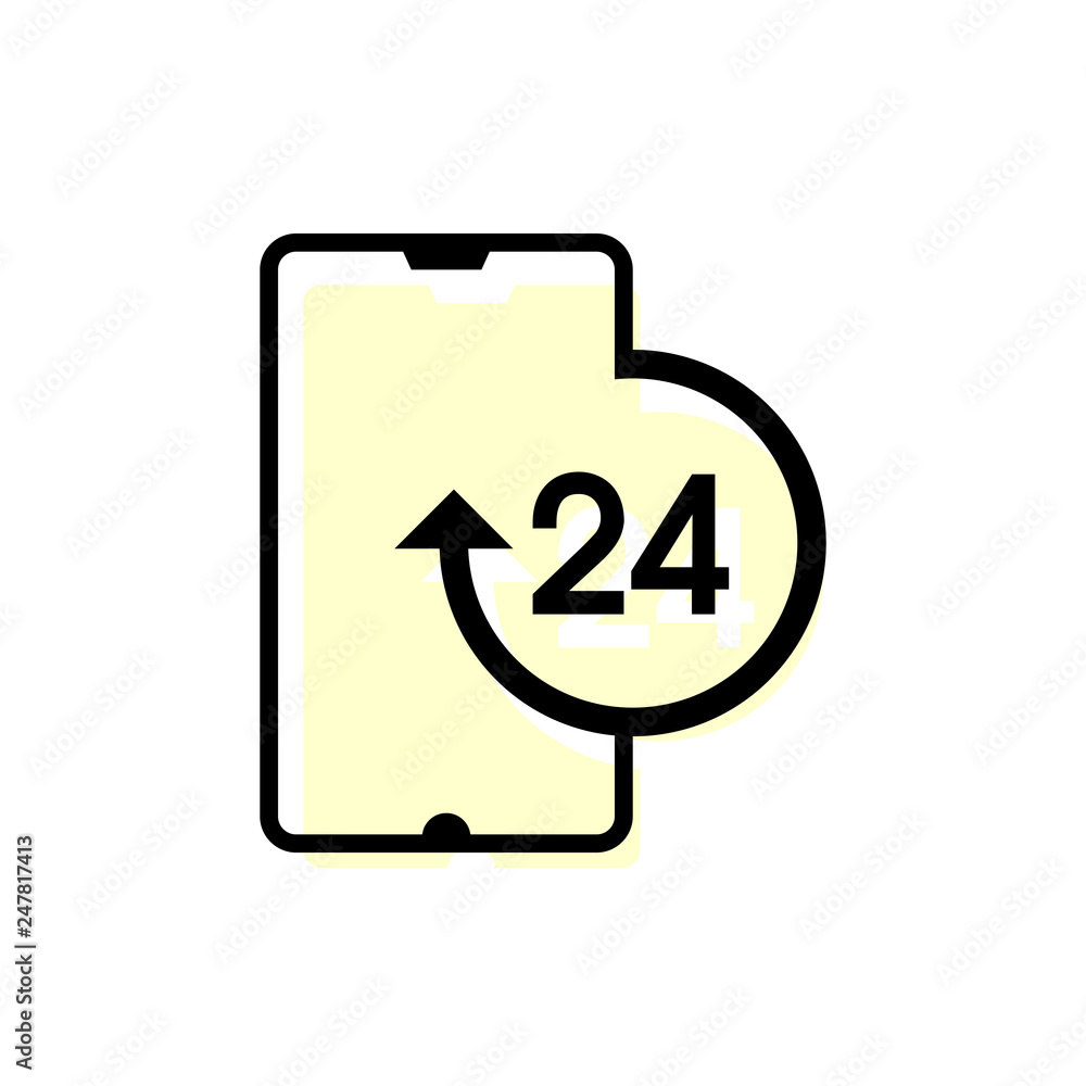 Smartphone 24 hours service illustration Smartphone 24 hours service illustration