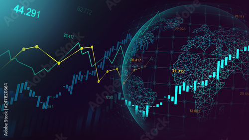 Stock market or forex trading graph