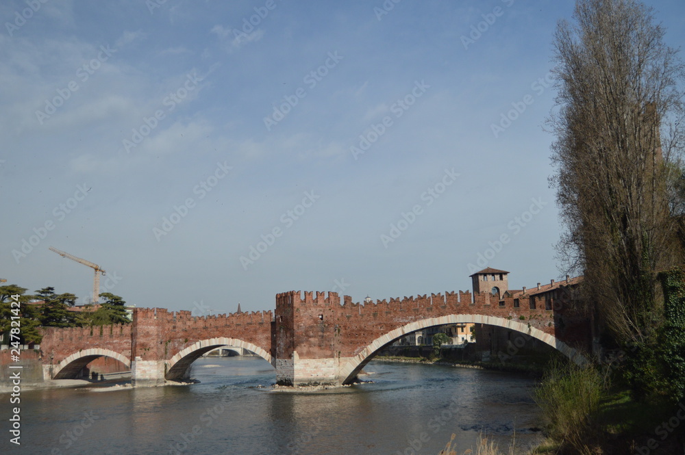 Castelvecchio Castle Bridge In Verona. Travel, holidays, architecture. March 30, 2015. Verona, Veneto region, Italy.