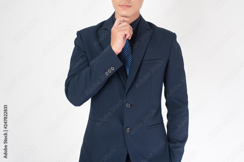 Business man is thinking on white background Business man is thinking on white background