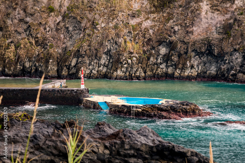 Beautiful swimming pool at Caloura on São Miguel, the Azores, Portugal. photo